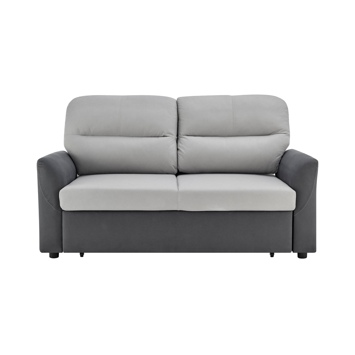 Grey Faux Suede Sofa Bed Pull Out Two Seater - Rhona