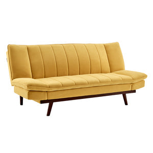 Velvet Sofa Bed 3 Seater Yellow - Mondaine