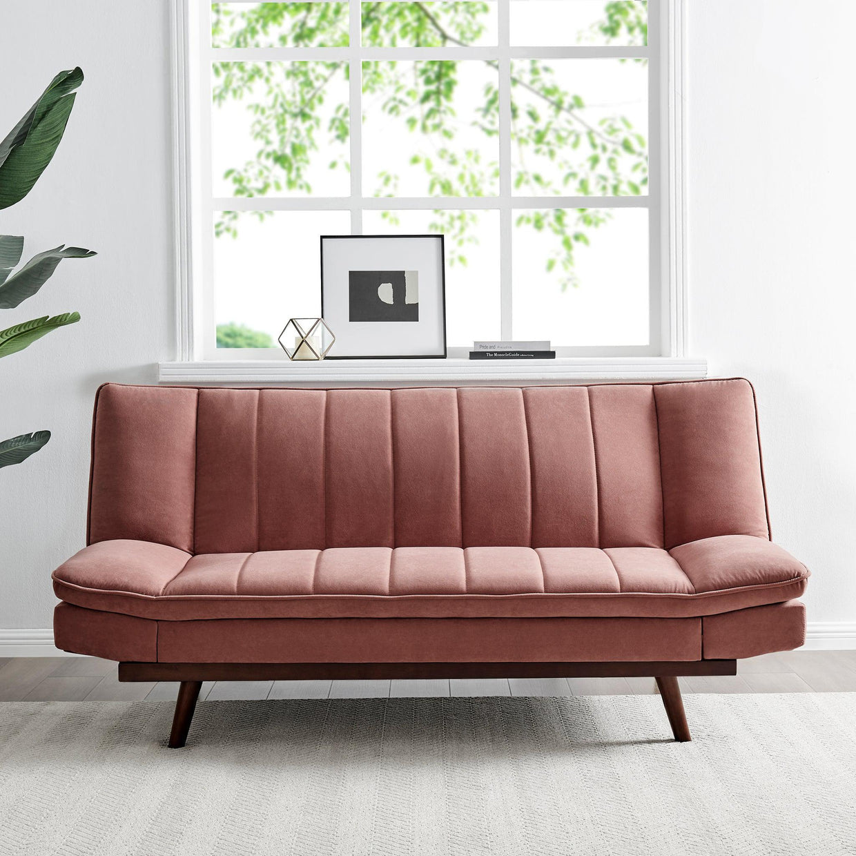 Velvet Sofa Bed 3 Seater Rose Pink - Mondaine