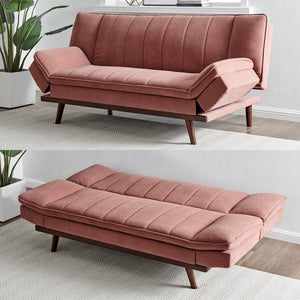 Velvet Sofa Bed 3 Seater Rose Pink - Mondaine