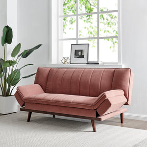 Velvet Sofa Bed 3 Seater Rose Pink - Mondaine