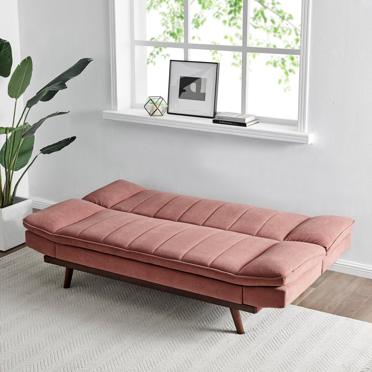 Velvet Sofa Bed 3 Seater Rose Pink - Mondaine