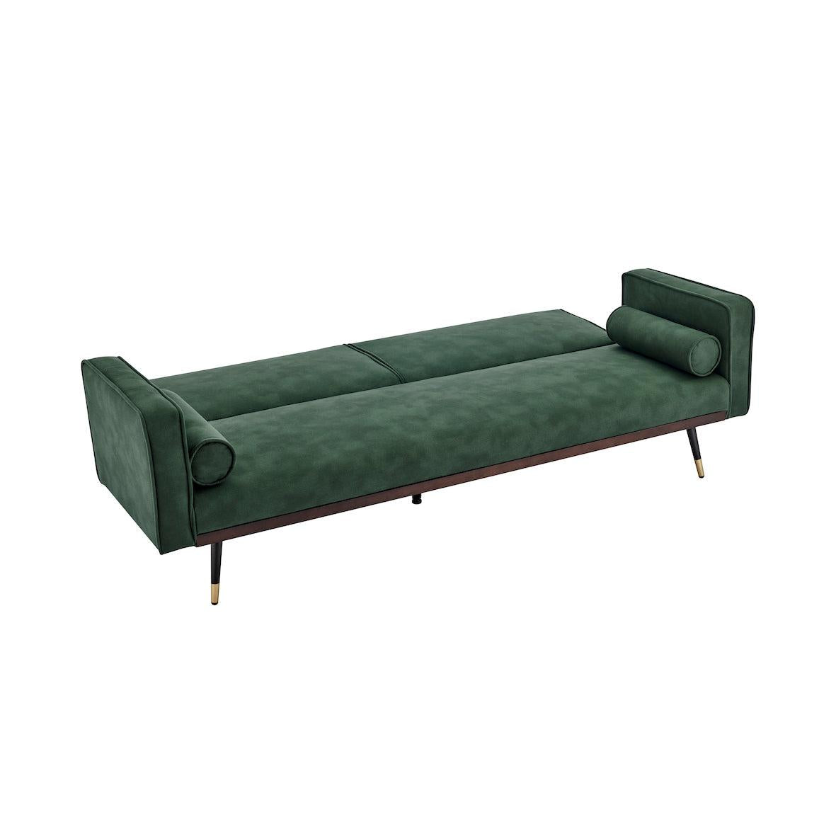 Green Sofa Bed 3 Seater Faux Suede Click Clack - Jenna