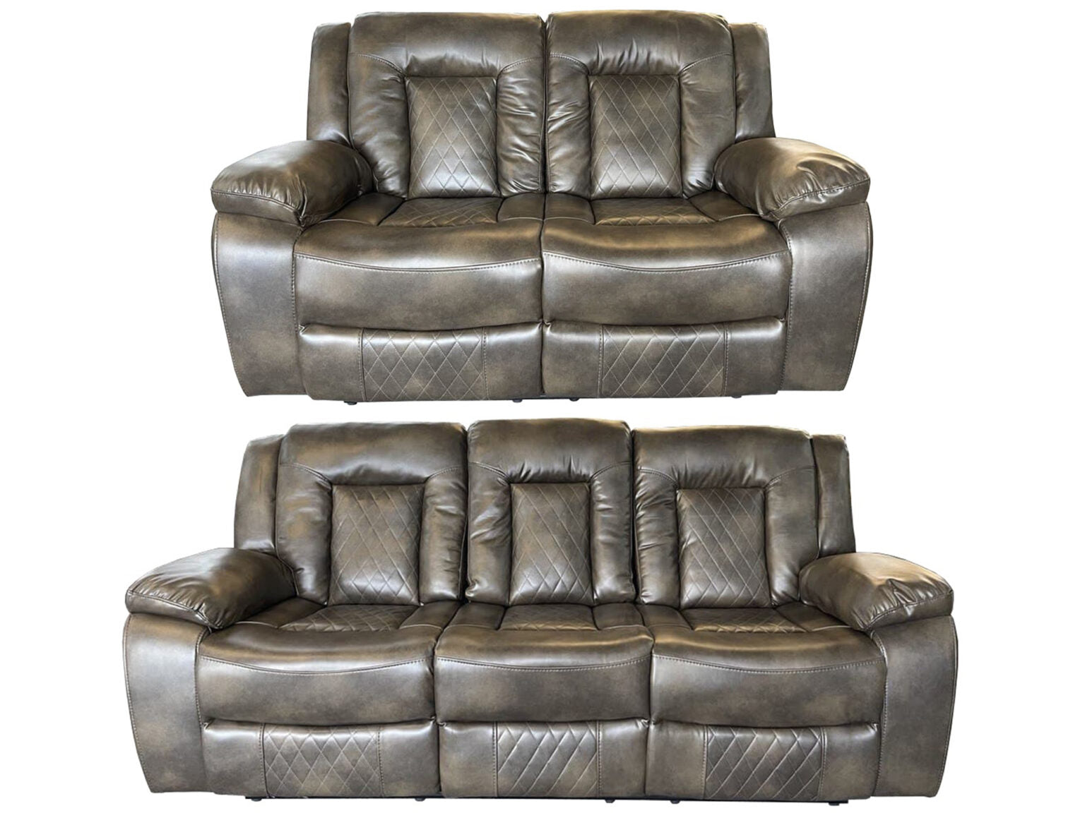 PARIS 3+2 RECLINER LEATHER AIRE SOFA – GREY