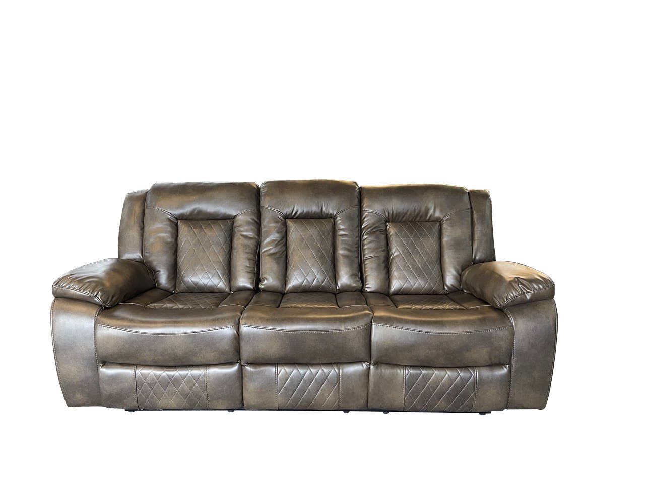 PARIS 3+2 RECLINER LEATHER AIRE SOFA – GREY