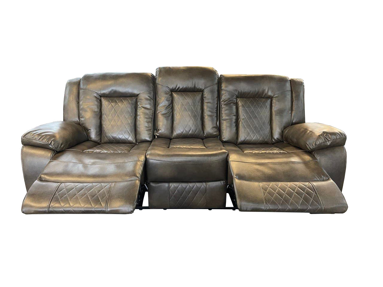 PARIS 3+2 RECLINER LEATHER AIRE SOFA – GREY