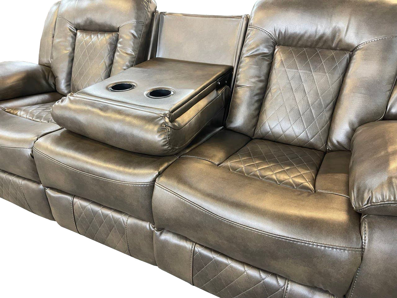 PARIS 3+2 RECLINER LEATHER AIRE SOFA – GREY
