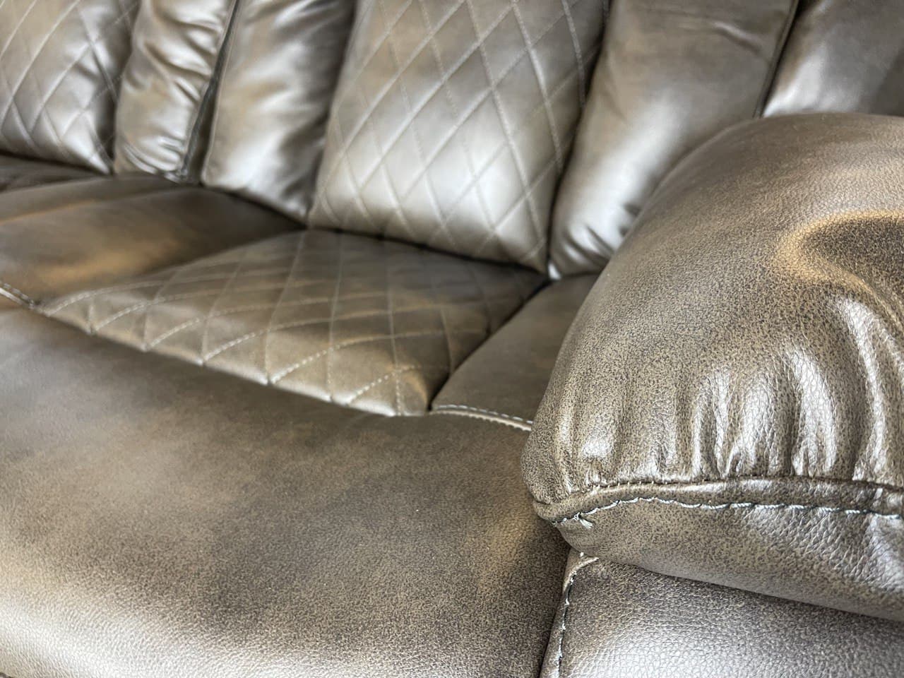 PARIS 3+2 RECLINER LEATHER AIRE SOFA – GREY