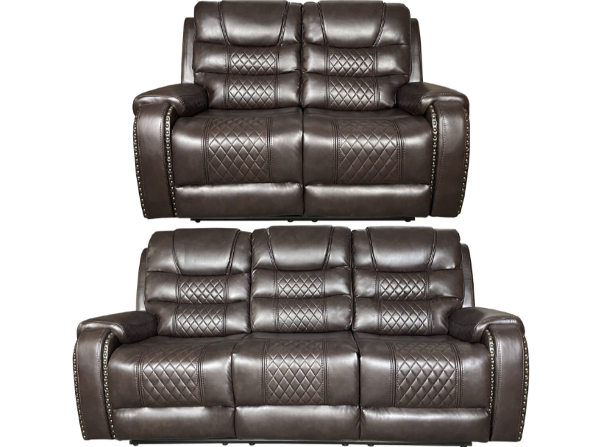 Alaska 3+2 Recliner Leather Aire Sofa Set – Black, Brown, and Grey