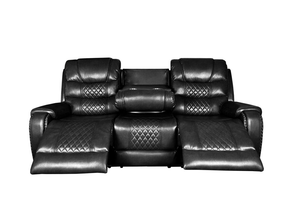 Alaska 3+2 Recliner Leather Aire Sofa Set – Black, Brown, and Grey