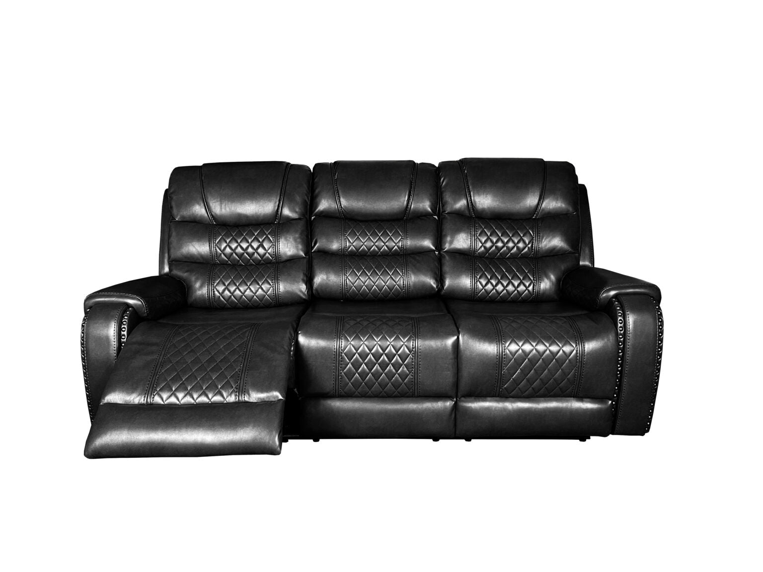 Alaska 3+2 Recliner Leather Aire Sofa Set – Black, Brown, and Grey