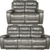 Alaska 3+2 Recliner Leather Aire Sofa Set – Black, Brown, and Grey