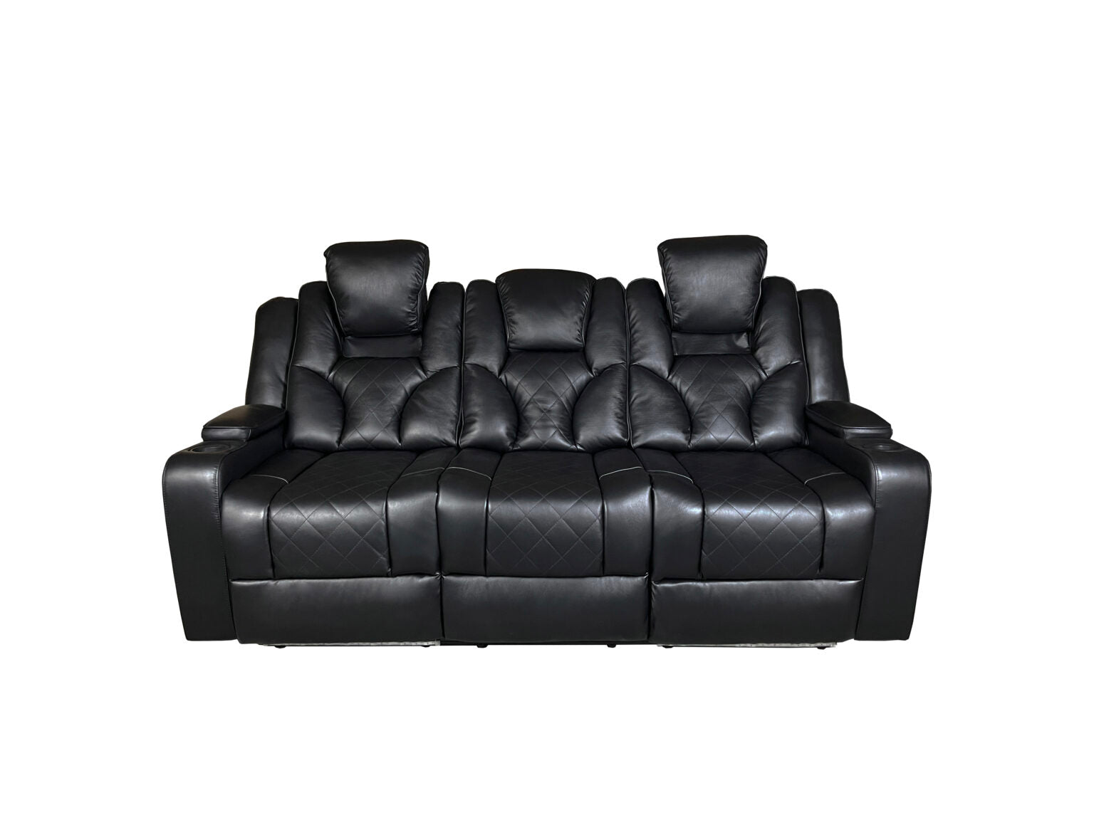 AMSTERDAM 3+2 TOP GENUINE LEATHER ELECTRIC LED RECLINING SOFA – BLACK