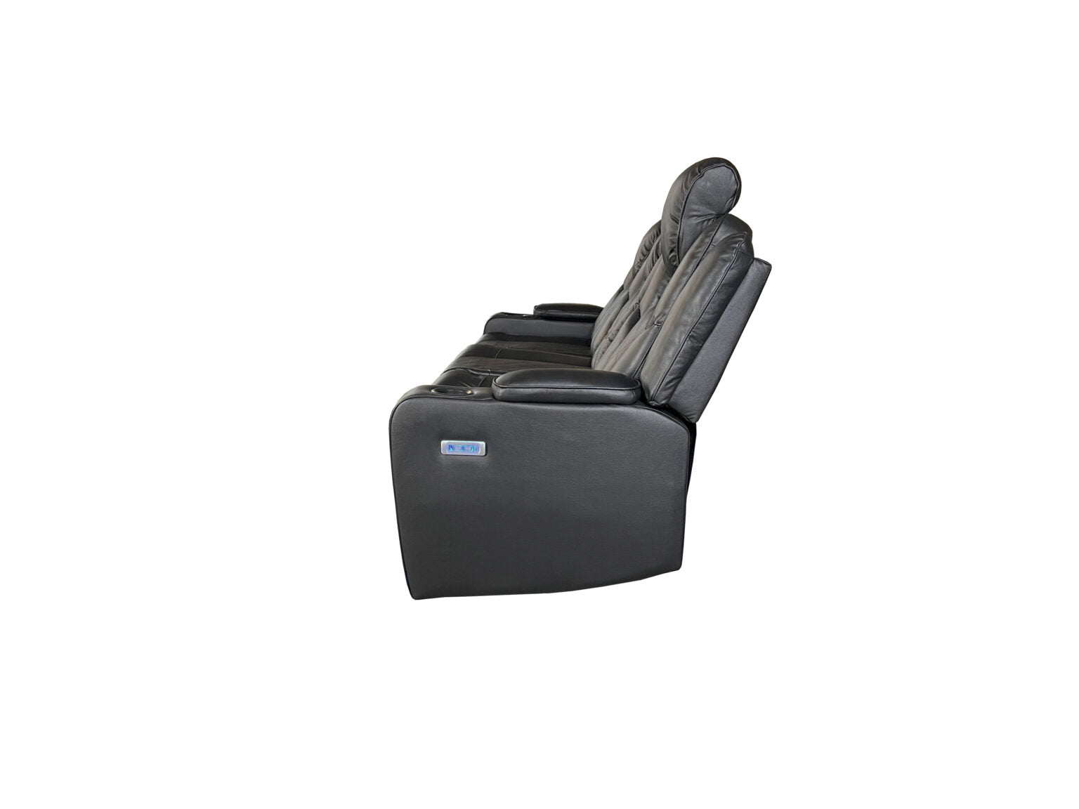 AMSTERDAM 3+2 TOP GENUINE LEATHER ELECTRIC LED RECLINING SOFA – BLACK