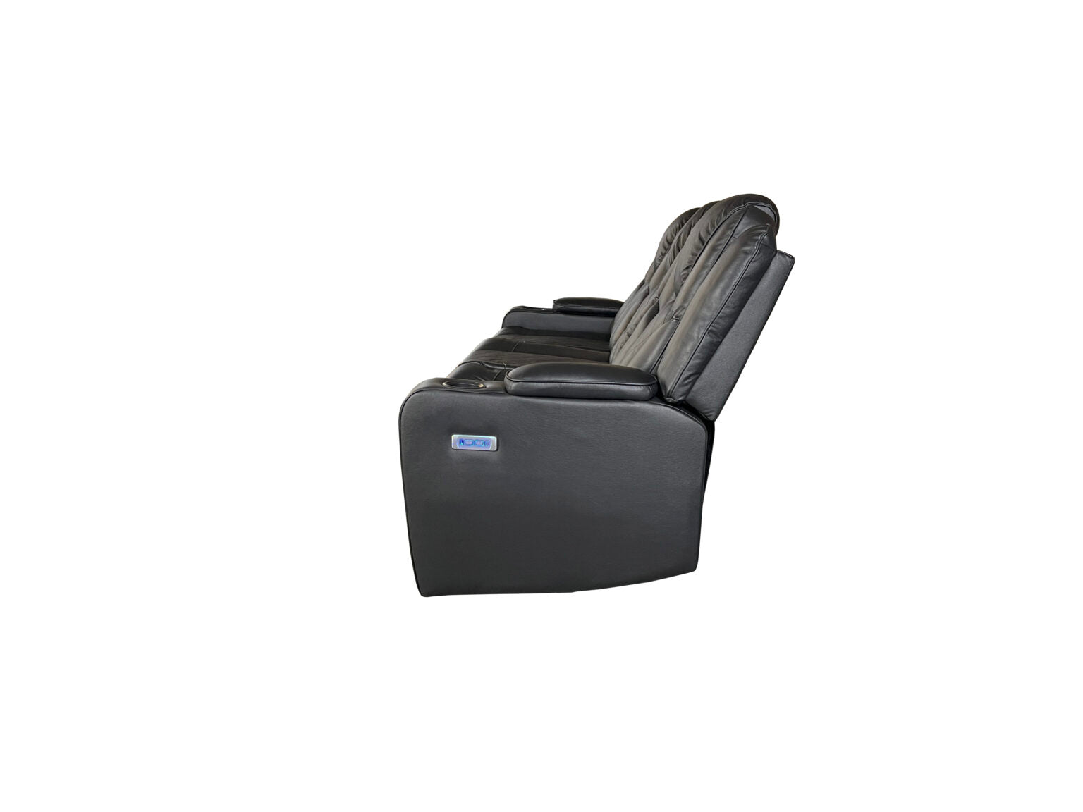 AMSTERDAM 3+2 TOP GENUINE LEATHER ELECTRIC LED RECLINING SOFA – BLACK