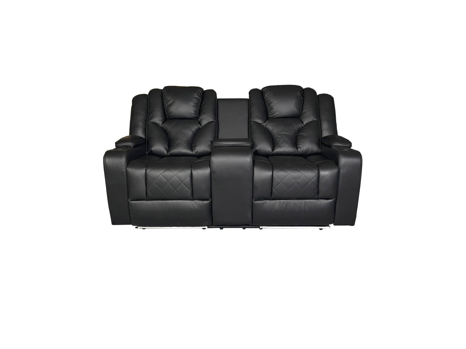 AMSTERDAM 3+2 TOP GENUINE LEATHER ELECTRIC LED RECLINING SOFA – BLACK