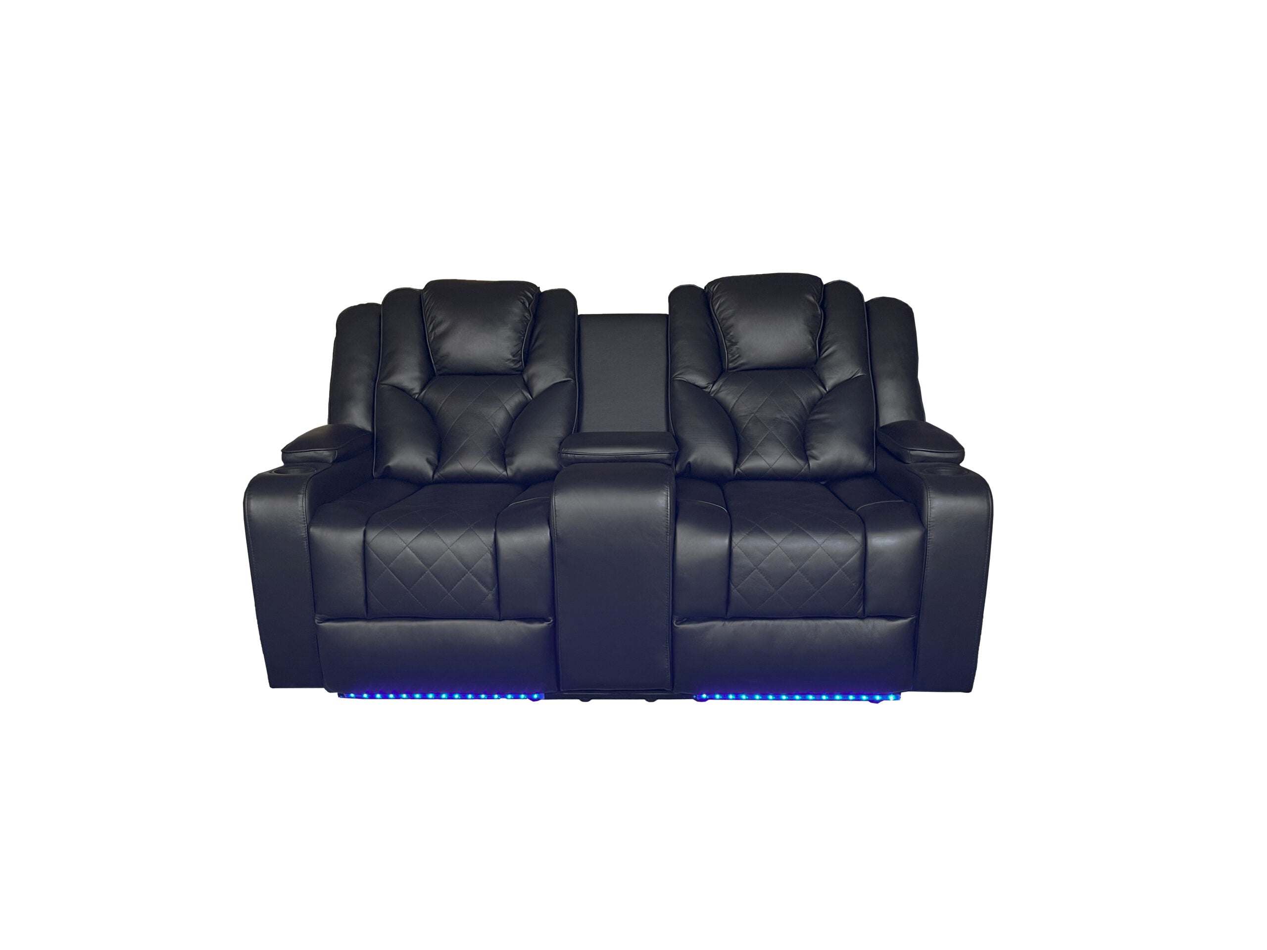 AMSTERDAM 3+2 TOP GENUINE LEATHER ELECTRIC LED RECLINING SOFA – BLACK
