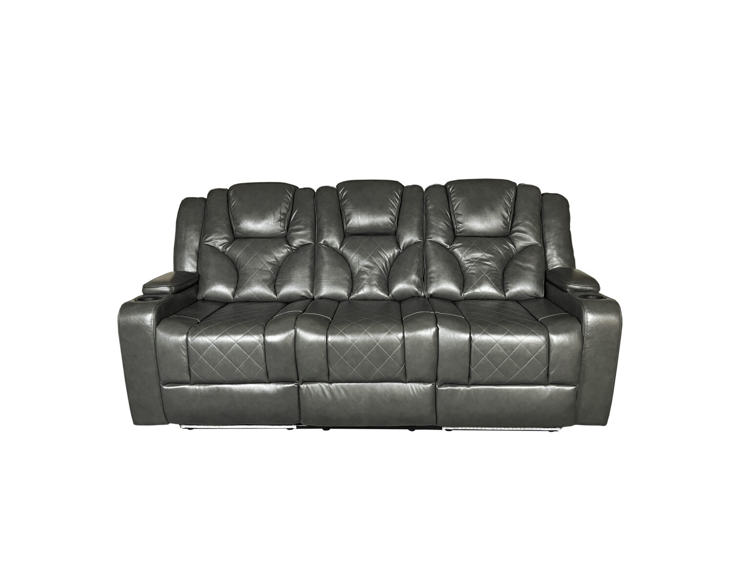 AMSTERDAM 3+2 TOP GENUINE LEATHER ELECTRIC LED RECLINING SOFA – GREY