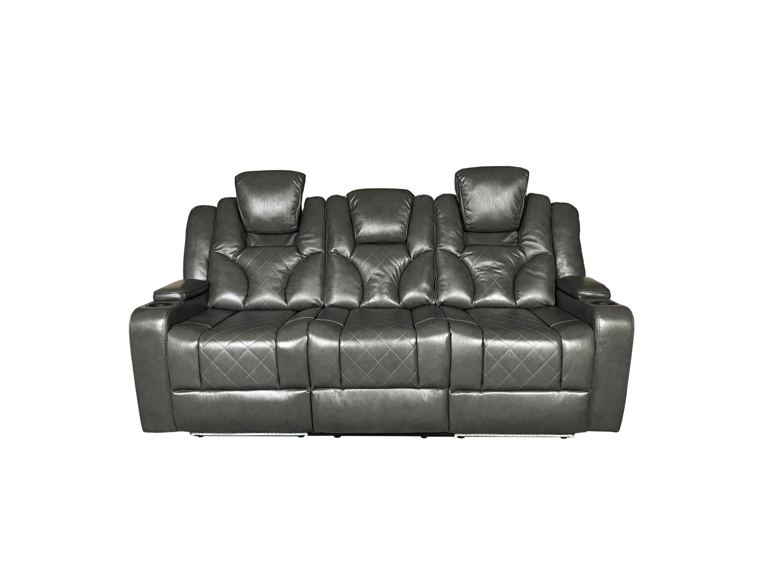 AMSTERDAM 3+2 TOP GENUINE LEATHER ELECTRIC LED RECLINING SOFA – GREY