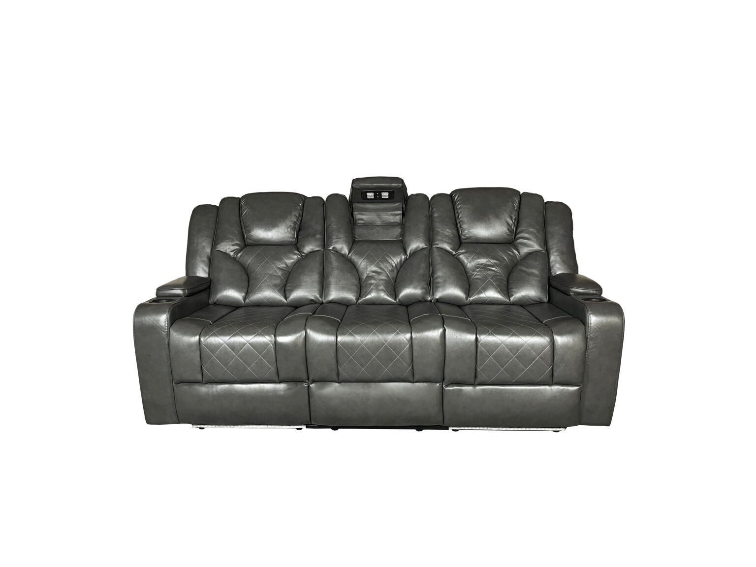 AMSTERDAM 3+2 TOP GENUINE LEATHER ELECTRIC LED RECLINING SOFA – GREY