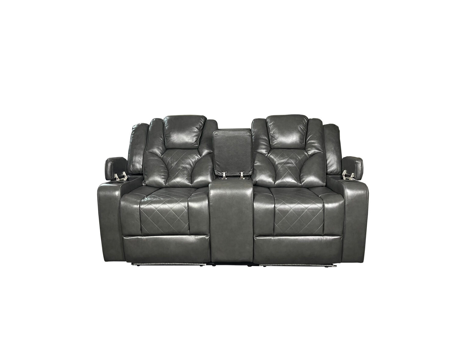 AMSTERDAM 3+2 TOP GENUINE LEATHER ELECTRIC LED RECLINING SOFA – GREY