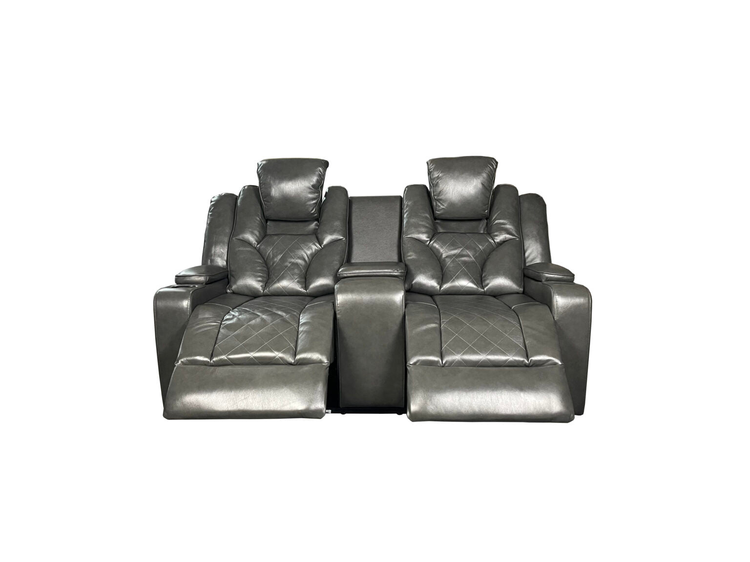 AMSTERDAM 3+2 TOP GENUINE LEATHER ELECTRIC LED RECLINING SOFA – GREY