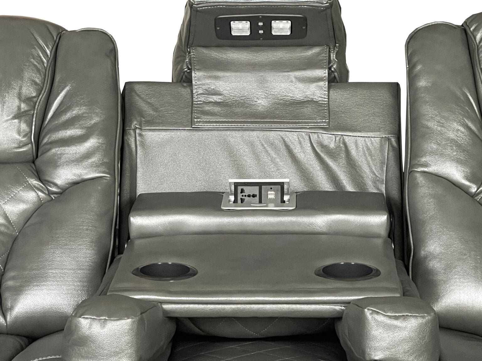 AMSTERDAM 3+2 TOP GENUINE LEATHER ELECTRIC LED RECLINING SOFA – GREY