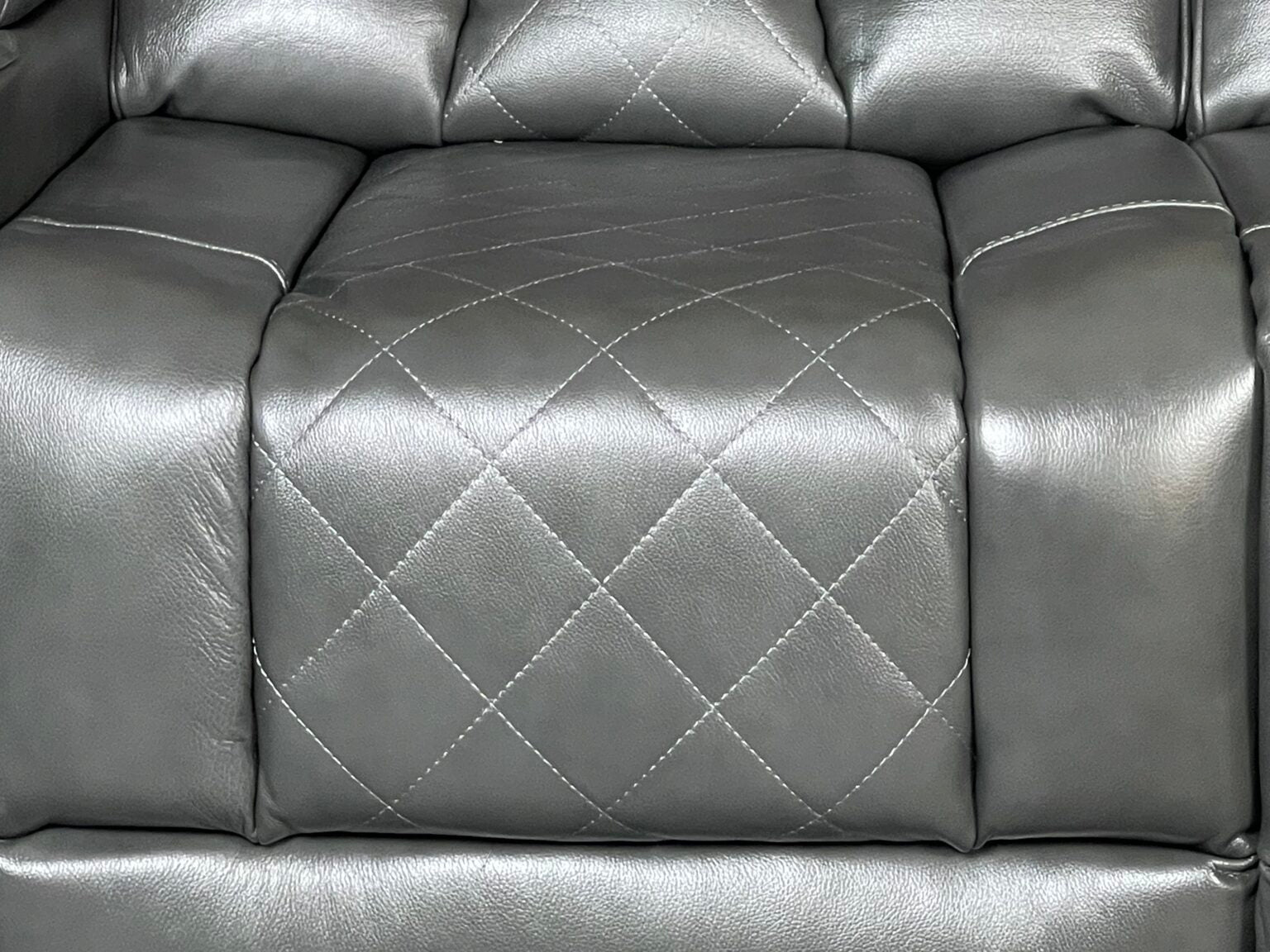 AMSTERDAM 3+2 TOP GENUINE LEATHER ELECTRIC LED RECLINING SOFA – GREY