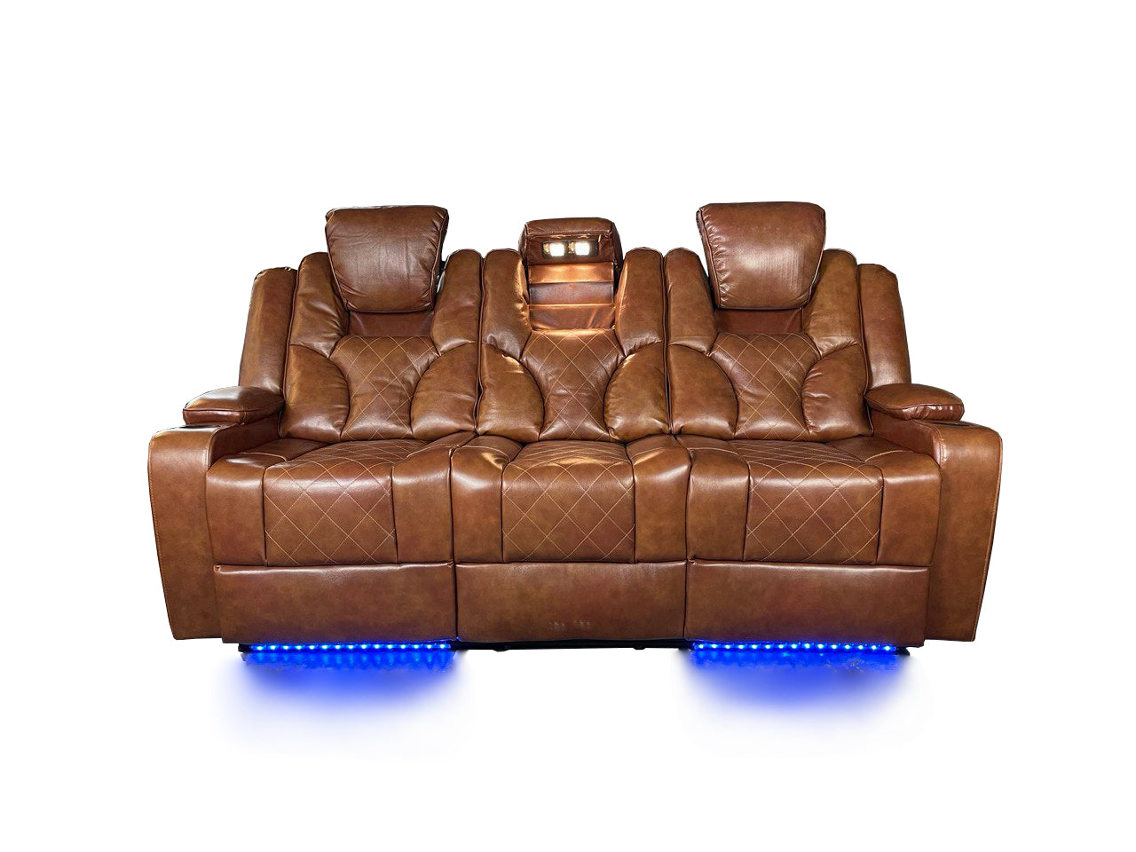 AMSTERDAM 3+2 TOP GENUINE LEATHER ELECTRIC LED RECLINING SOFA – GREY