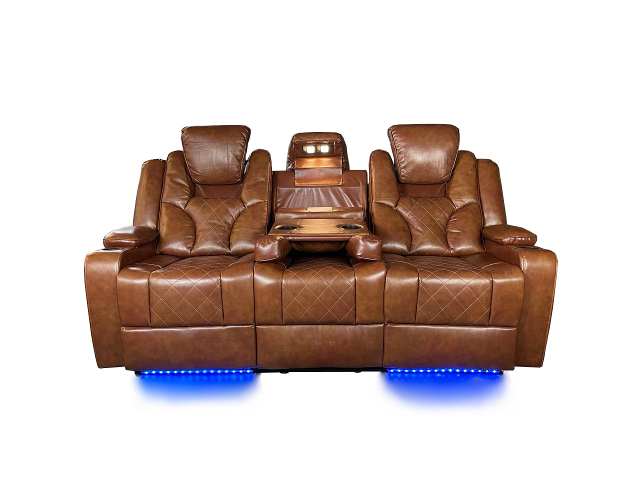 AMSTERDAM 3+2 TOP GENUINE LEATHER ELECTRIC LED RECLINING SOFA – GREY