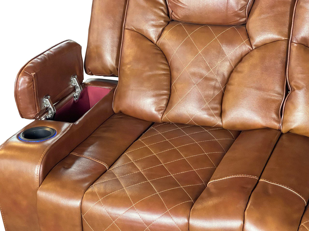 AMSTERDAM 3+2 TOP GENUINE LEATHER ELECTRIC LED RECLINING SOFA – GREY