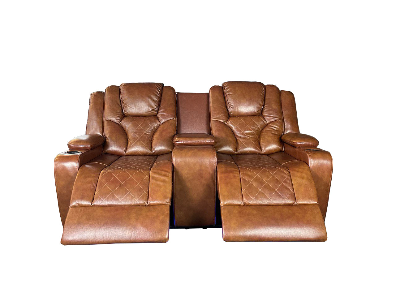 AMSTERDAM 3+2 TOP GENUINE LEATHER ELECTRIC LED RECLINING SOFA – GREY