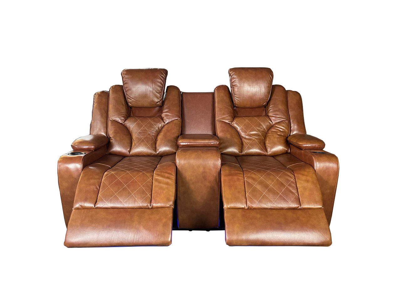 AMSTERDAM 3+2 TOP GENUINE LEATHER ELECTRIC LED RECLINING SOFA – GREY