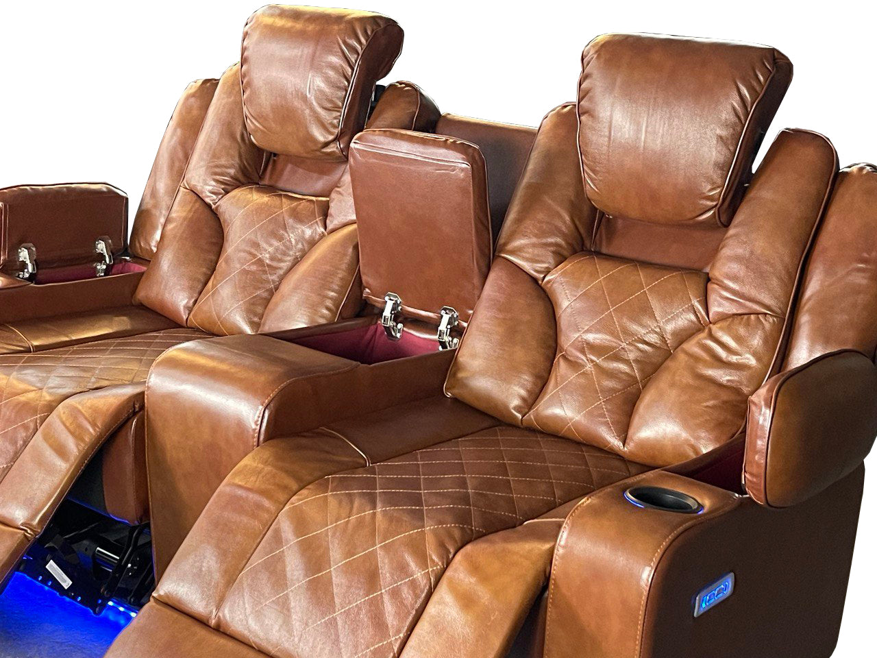 AMSTERDAM 3+2 TOP GENUINE LEATHER ELECTRIC LED RECLINING SOFA – GREY