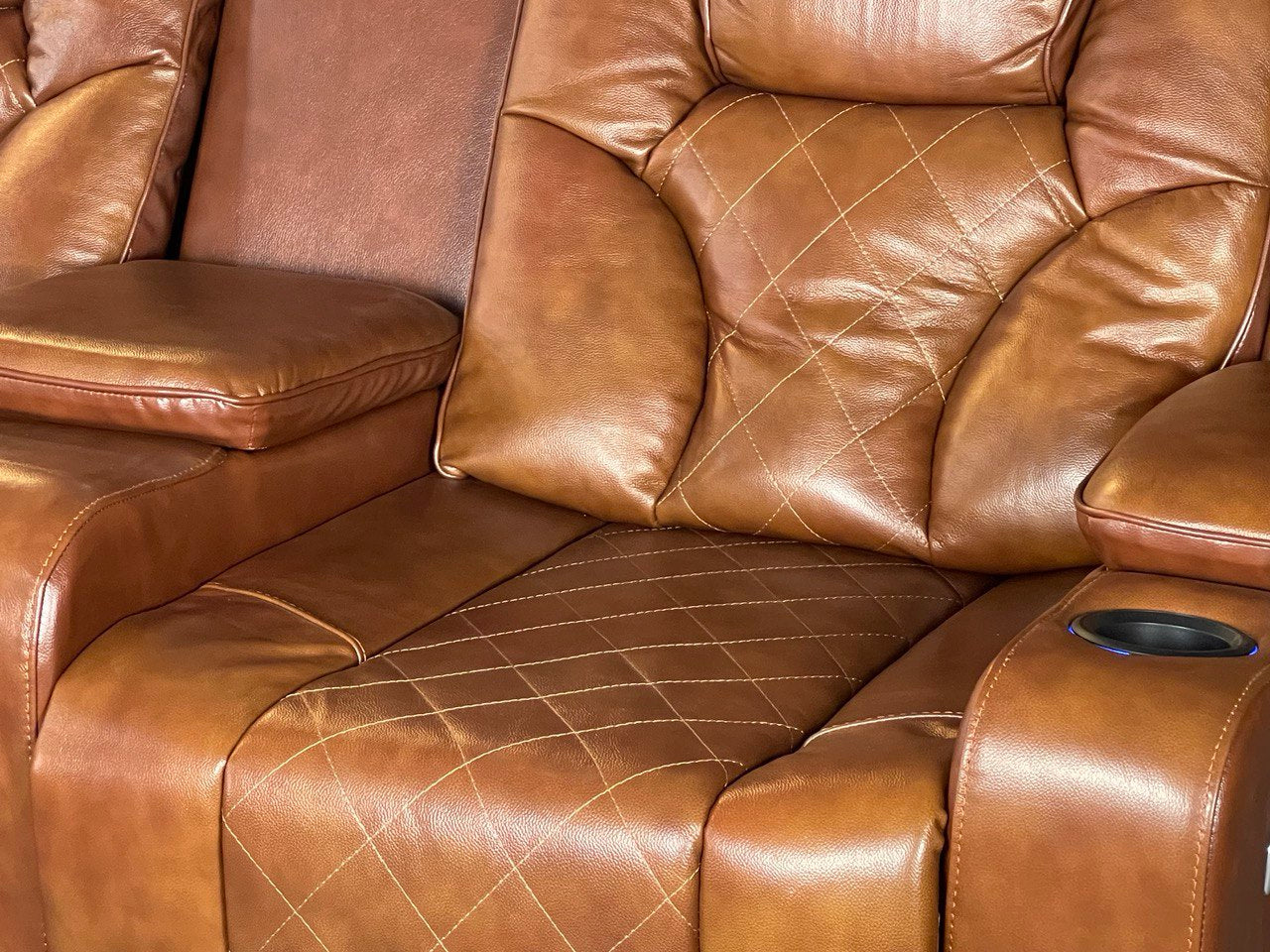 AMSTERDAM 3+2 TOP GENUINE LEATHER ELECTRIC LED RECLINING SOFA – GREY