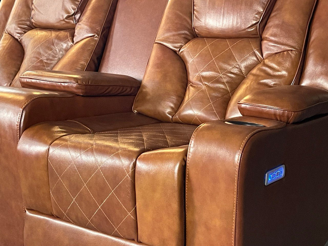 AMSTERDAM 3+2 TOP GENUINE LEATHER ELECTRIC LED RECLINING SOFA – GREY