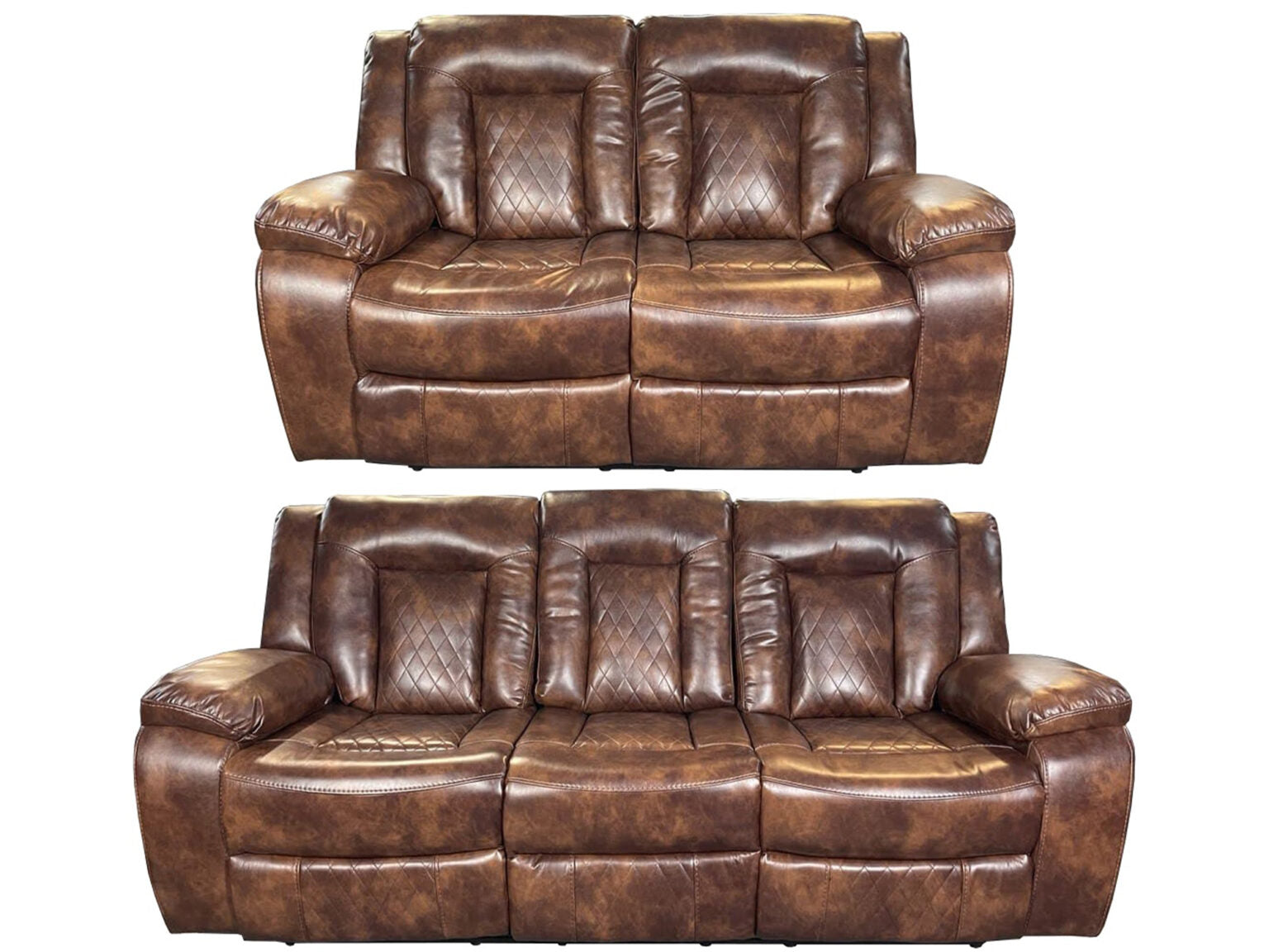 PARIS 3+2 RECLINER LEATHER AIRE SOFA – BROWN