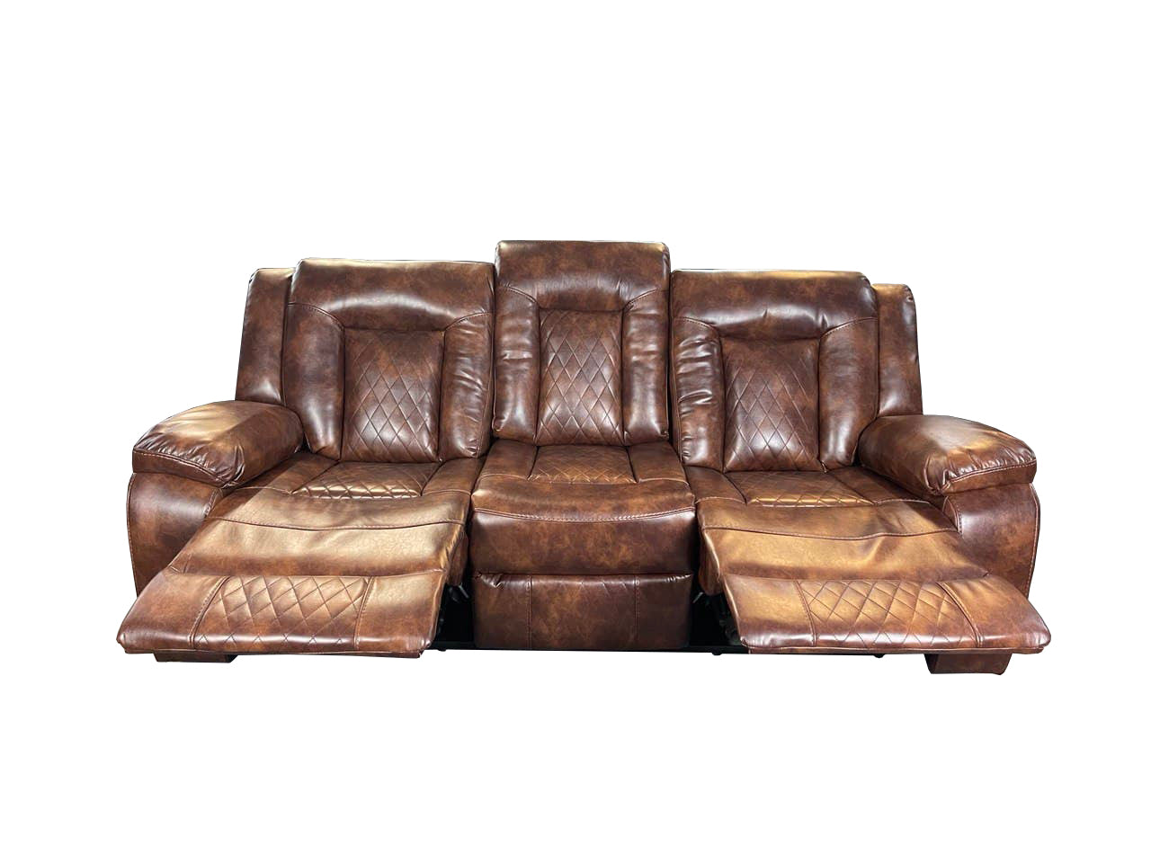 PARIS 3+2 RECLINER LEATHER AIRE SOFA – BROWN