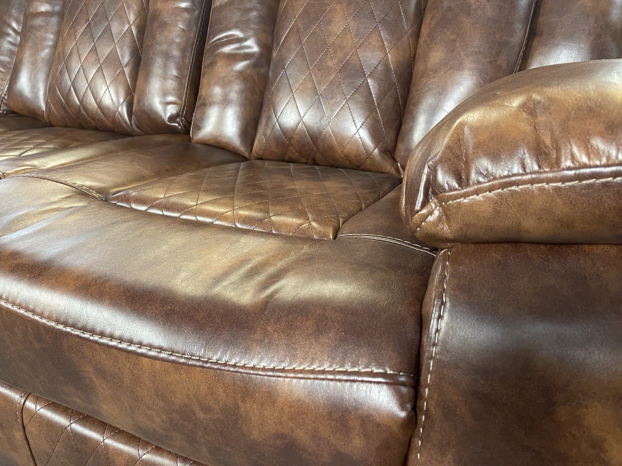 PARIS 3+2 RECLINER LEATHER AIRE SOFA – BROWN