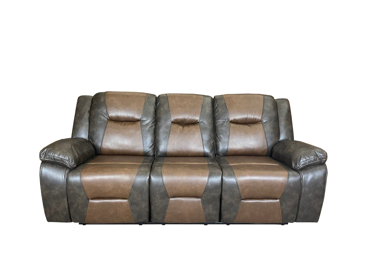 MILAN 3+2 RECLINER LEATHER AIRE SOFA – GREY/BROWN