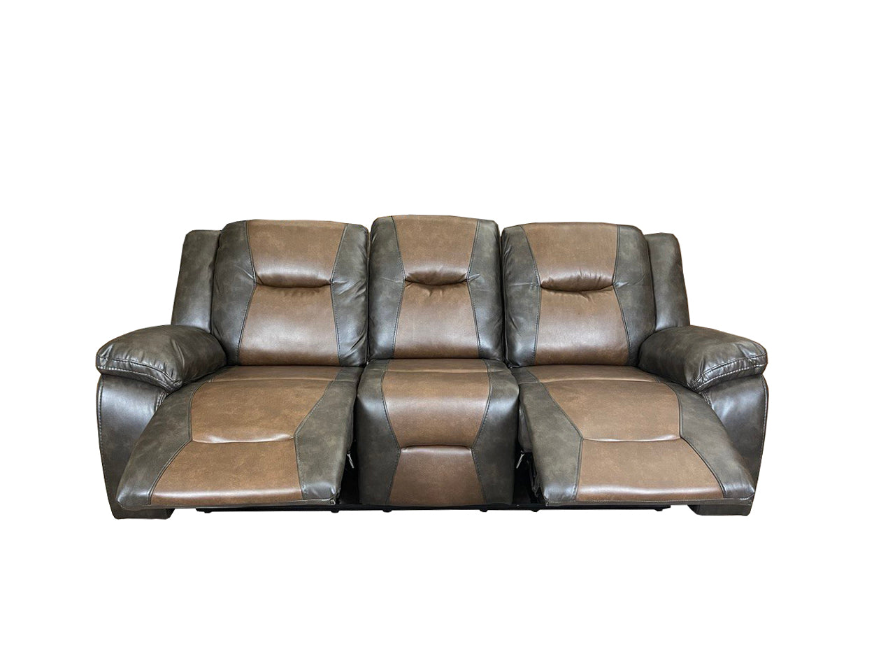 MILAN 3+2 RECLINER LEATHER AIRE SOFA – GREY/BROWN