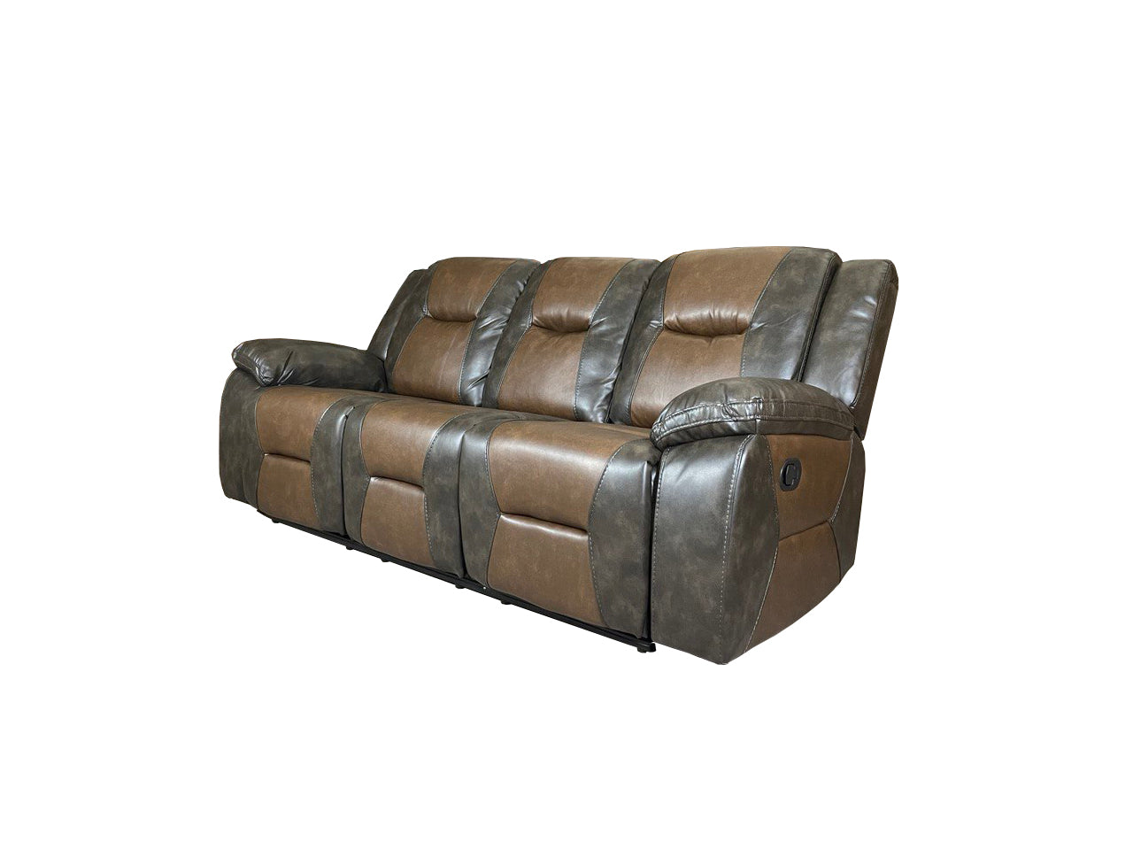 MILAN 3+2 RECLINER LEATHER AIRE SOFA – GREY/BROWN