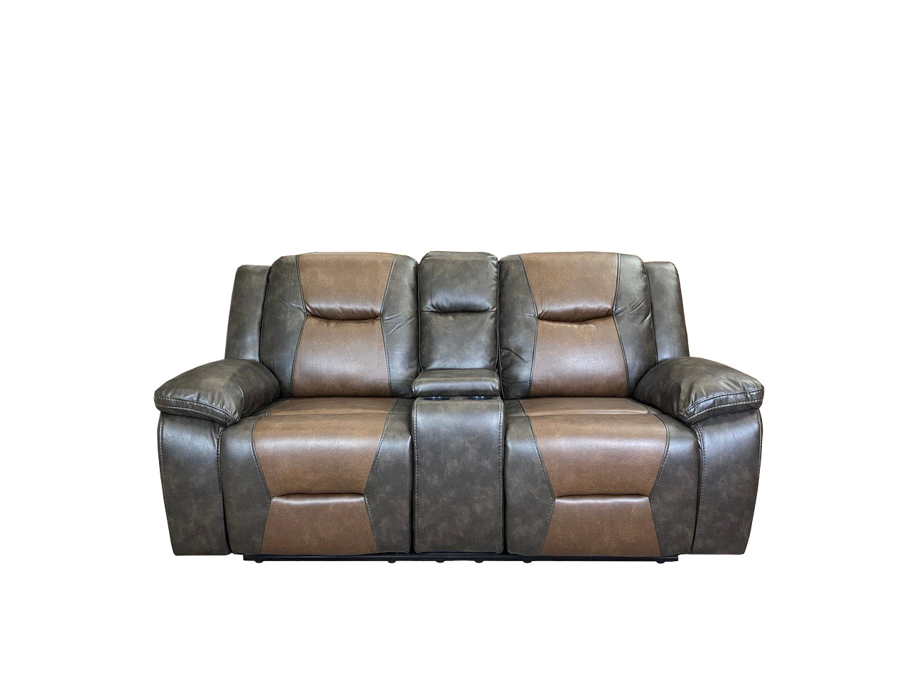 MILAN 3+2 RECLINER LEATHER AIRE SOFA – GREY/BROWN