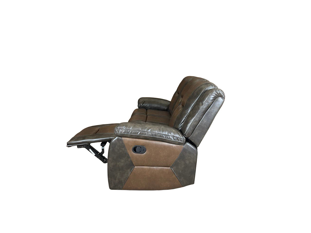 MILAN 3+2 RECLINER LEATHER AIRE SOFA – GREY/BROWN