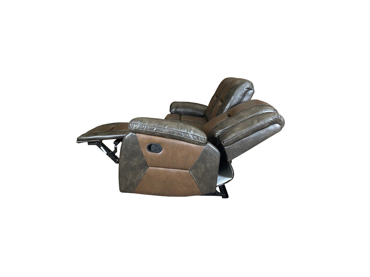 MILAN 3+2 RECLINER LEATHER AIRE SOFA – GREY/BROWN