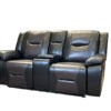MILAN 3+2 RECLINER LEATHER AIRE SOFA – BLACK/CHOCOLATE