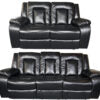 PARIS 3+2 RECLINER LEATHER AIRE SOFA – BLACK