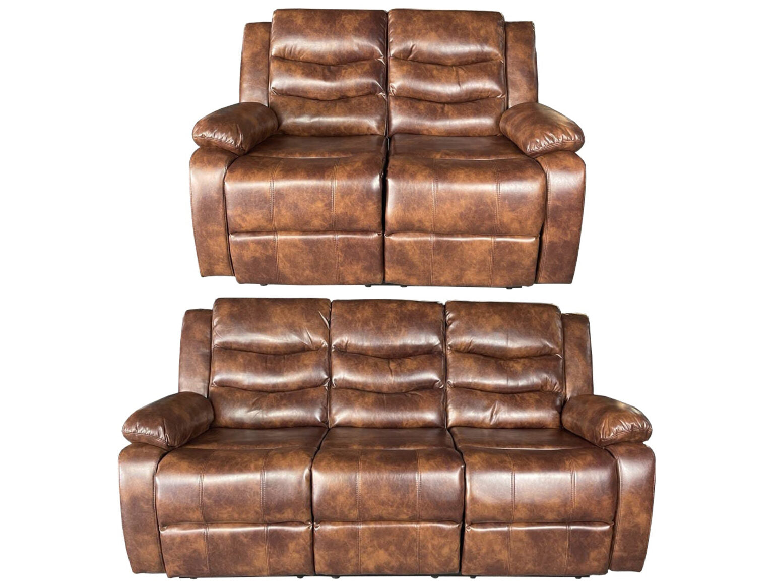 ROMA 3+2 RECLINER LEATHER AIRE SOFA – BROWN