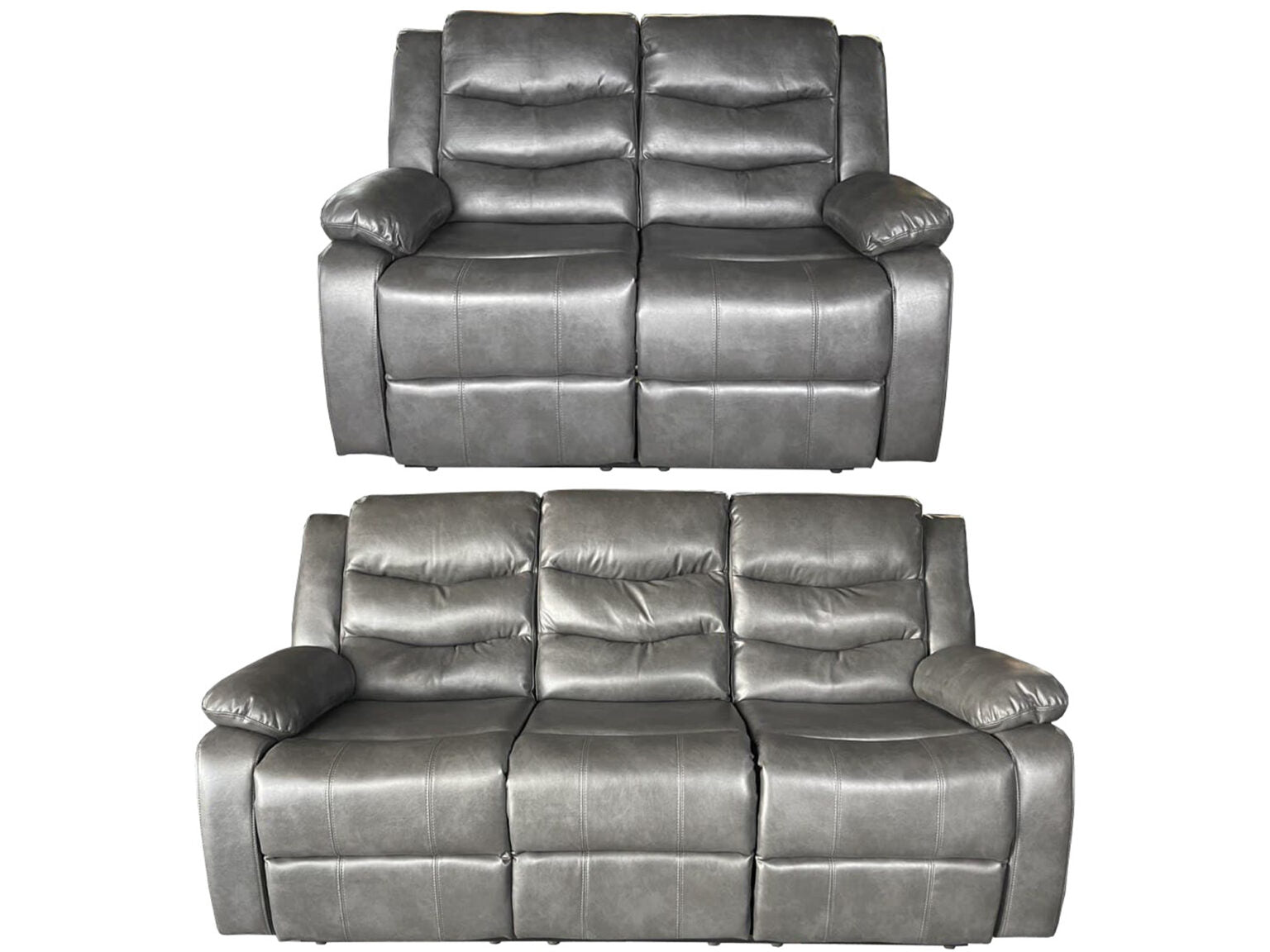 ROMA 3+2 RECLINER LEATHER AIRE SOFA – GREY
