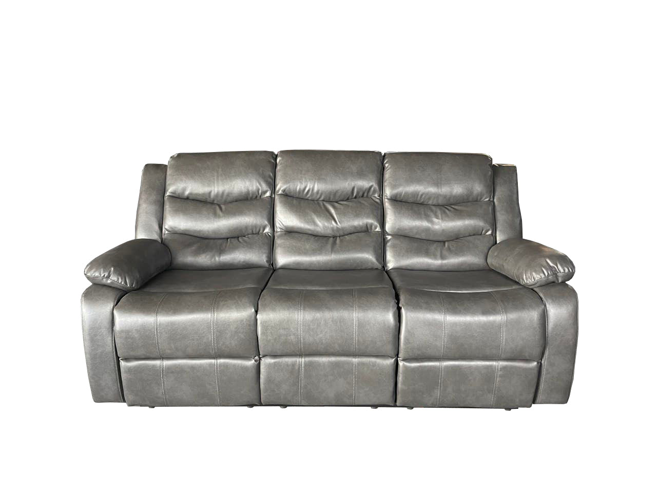 ROMA 3+2 RECLINER LEATHER AIRE SOFA – GREY
